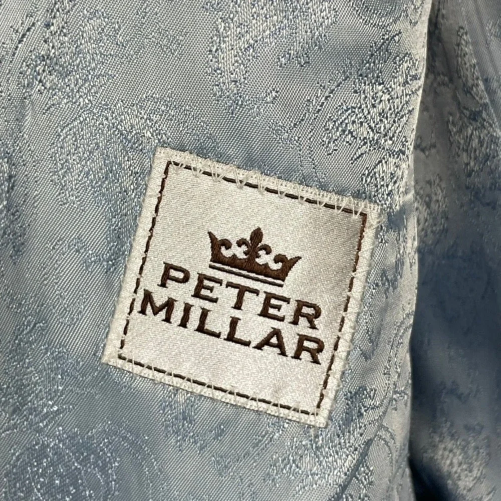 Peter Millar Blazer Mens 50R Blue Plaid Silk Linen Wool E. Thomas Italian Fabric